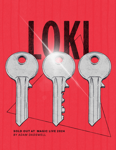 Three keys on a red background with 'LOKI' and text "sold-out at Magic Live 2024".