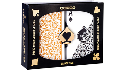 Copag 1546 Plastic Playing Cards Bridge Size Regular Index Black/Gold Double-Deck Set
