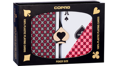 COPAG MASTER PLASTIC PLAYING CARDS POKER SIZE REGULAR INDEX BLACK/RED DOUBLE-DECK SET