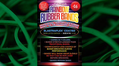 Joe Rindfleisch's SIZE 16 Rainbow Rubber Bands (Marcus Eddie - Green Pack  ) by Joe Rindfleisch - Trick