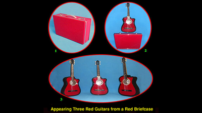 Appearing Guitars from Briefcase (3/Red) by Black Magic - Trick